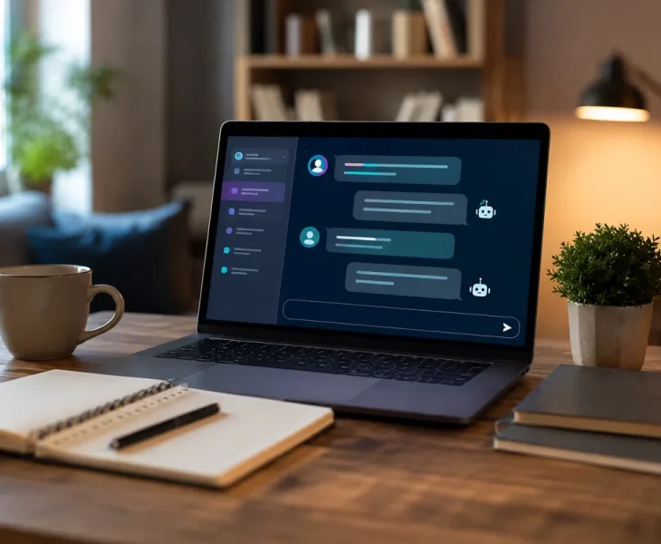 Vue d'ensemble d'un bureau avec plusieurs onglets de chatbots IA ouverts sur un écran d'ordinateur