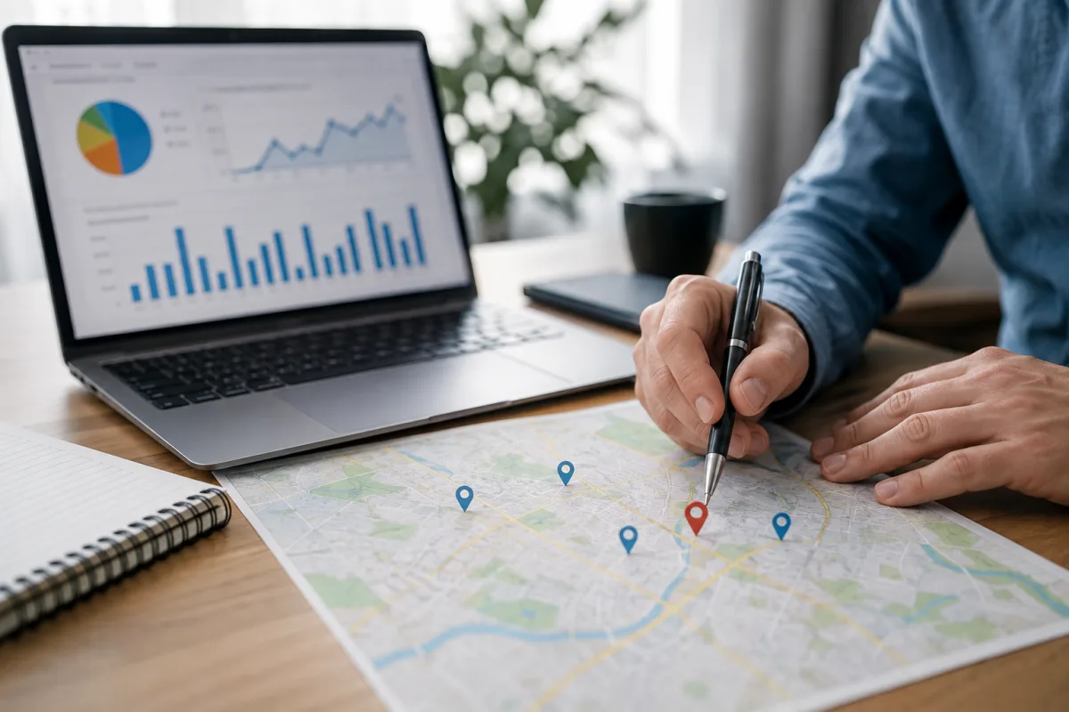 Gros plan sur un écran d'ordinateur affichant des graphiques de trafic web et d'audit SEO